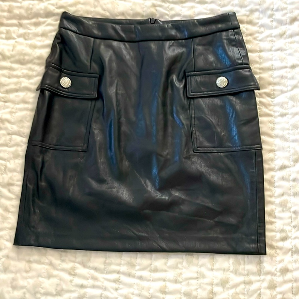 Generation Love NWOT‎ Vegan Leather Rhinestone Studded Button Mini Skirt XS